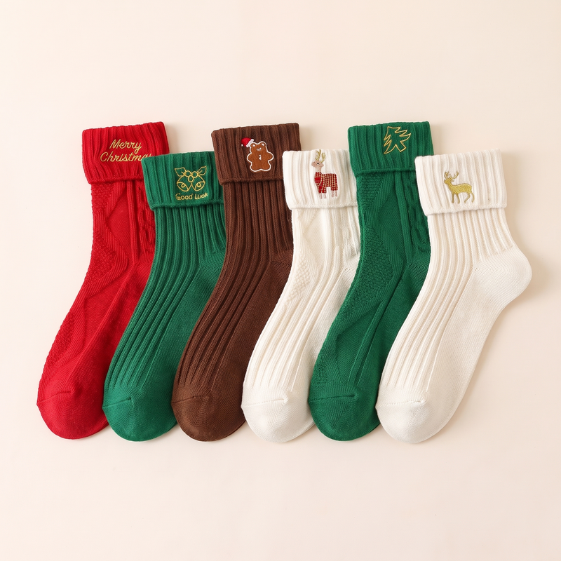 Lot de 6 chaussettes de Noël à motifs