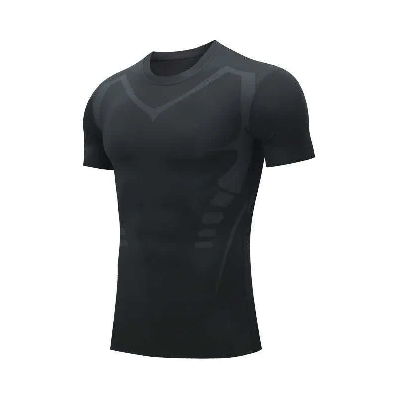 Men'S Running Compression Shirts Short Sleeve Sport Gym Tees Fitness Quick Dry Sweatshirt Jogging Tracksuit Athletic Shirt Tops