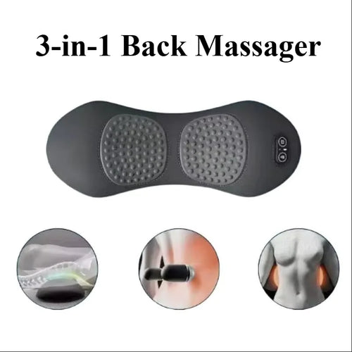 Multi-Functional 3-In-1 Back Massager with Relief Bed Sleeping Shiatsu Deep Tissue Portable Shoulder Lower Back Pain Relief