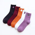 Lot de 5 chaussettes Halloween brodées pastel sur fond blanc