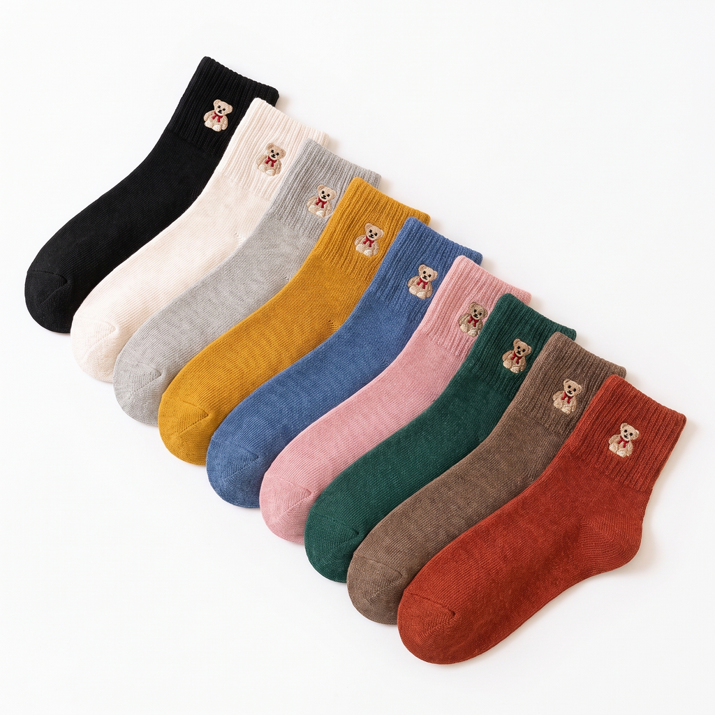 Chaussettes brodées petit ourson