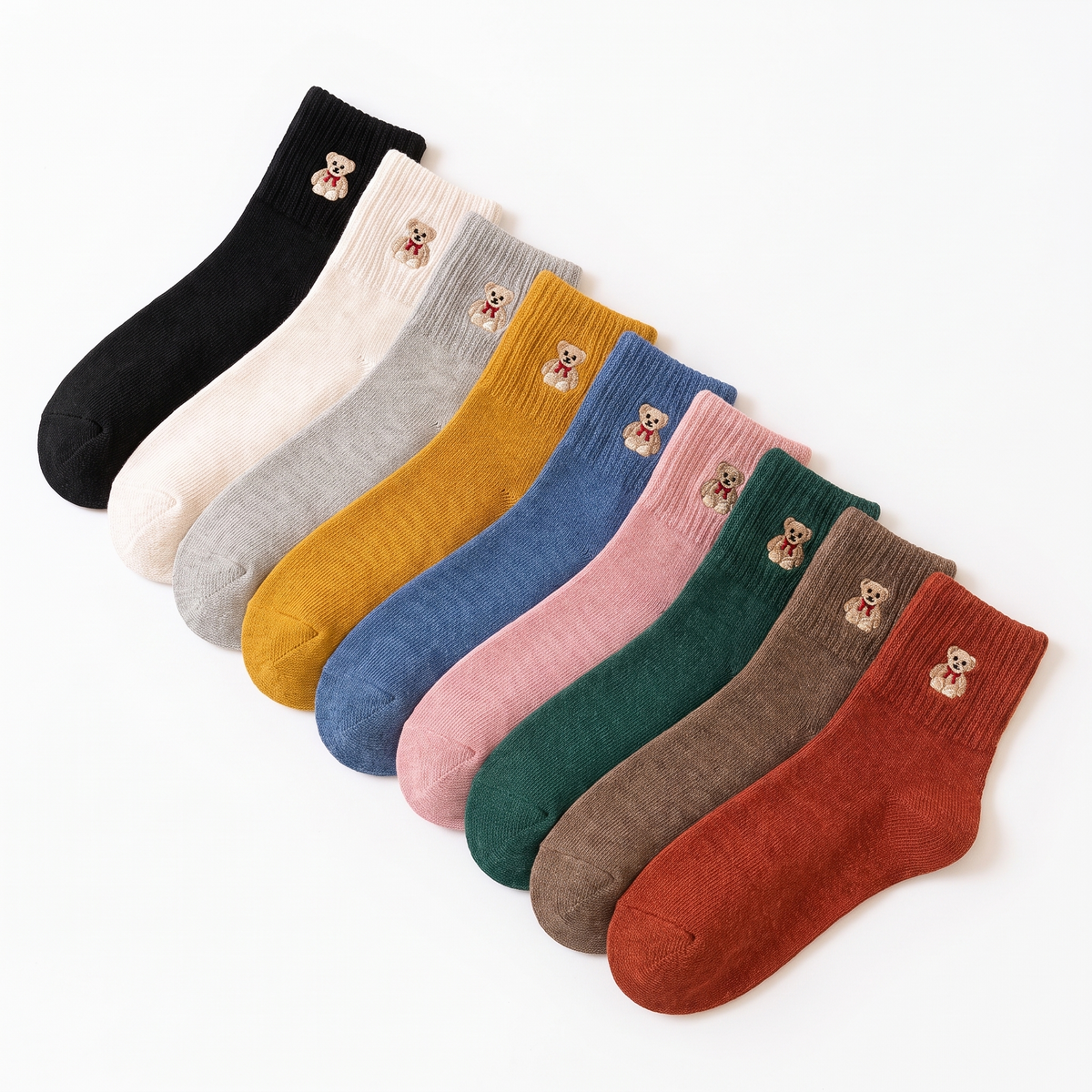 Chaussettes brodées petit ourson