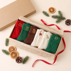 Lot de 6 chaussettes de Noël dans une boîte cadeau