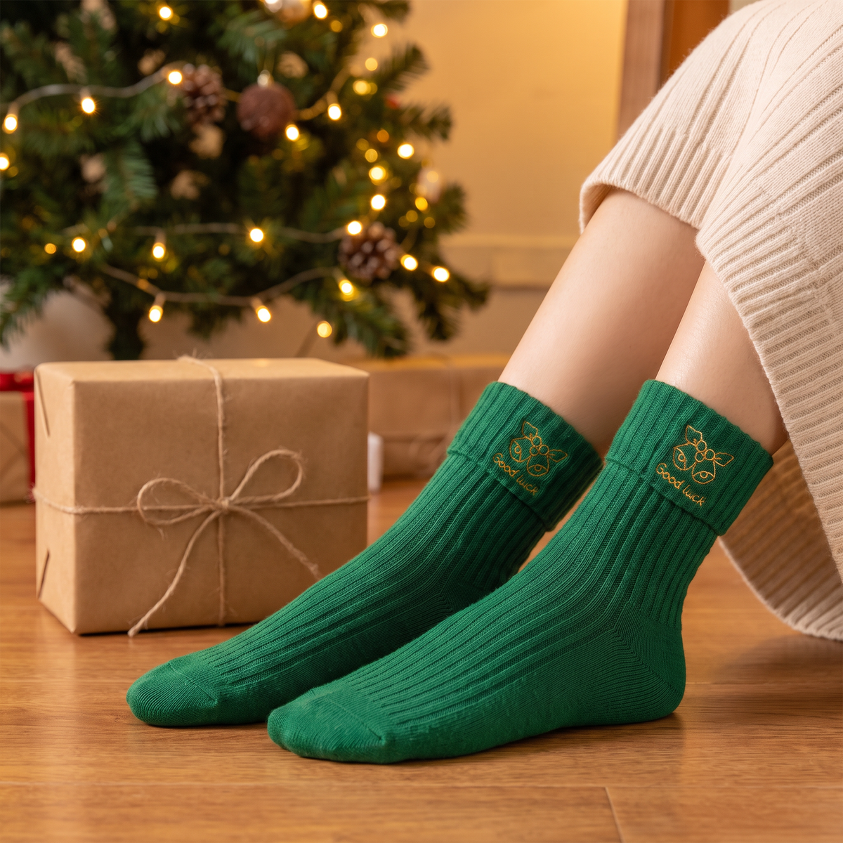 Chaussette de Noël cloche portée